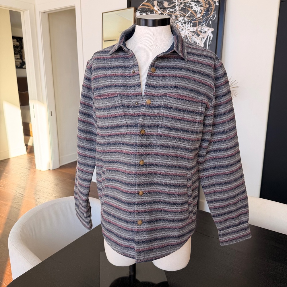 Men's Marine Layer Grey MultiStripe Shacket